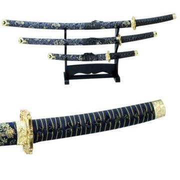 3pc SAMURAI SWORD SET with Stand